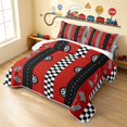 thumbnail image 3 of Erosebridal Checkered Flag Bed Spread Queen, Race Car Queen Coverlet Set, Red Black Road 3 Pieces 1 Quilt and 2 Pillowcases, 3 of 7