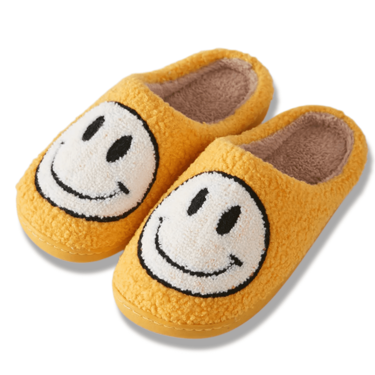 Smiley Face Slippers (Unisex), Slip Resistant, Slide-On Shoes, Yellow (US Womens 8 / Mens 6.5) - Walmart.com