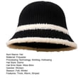 thumbnail image 4 of CSChome Fisherman Hat Women Winter Fisherman Hat - Striped Color Matching Thick Soft Plush Bucket, 4 of 7