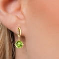 thumbnail image 3 of Gem Stone King 14K Yellow Gold Green Peridot and Lab Grown Diamond Earrings for Women | 4.19 Cttw | Gemstone August Birthstone | Round 8MM, 3 of 6