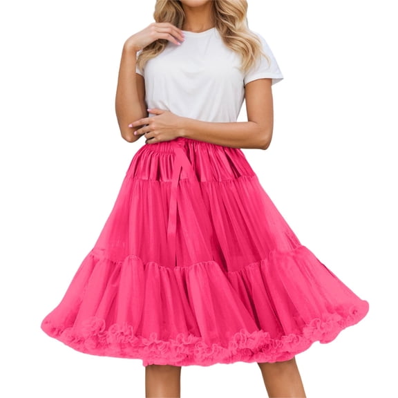 Ediodpoh Carnival Women's Skirts Cloud Petticoat Underskirt with Big Hexagonal Mesh for Fashion Soft Boneless Design Women's Skirts Hot Pink One Size