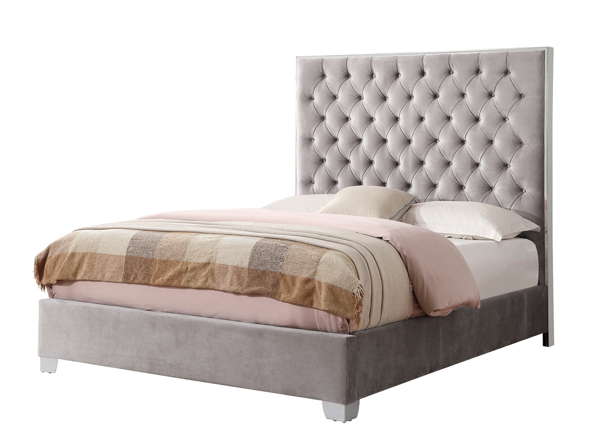 Wallace Bay James Silver Gray On, Full Size Tufted Bed Frame