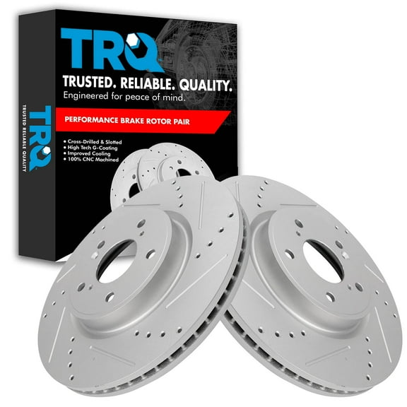 TRQ Front Performance Brake Rotors Set Premium G-Coated Cross Drilled & Slotted Fits Select 2018-2021 Honda Accord 2017-2022 CR-V