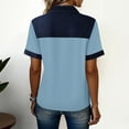 thumbnail image 5 of Inglocry Denim Collar Short Sleeve Shirts for Womens Button Up V Neck Tops Casual Streetwear Patch Work Tees Sky Blue 3XL, 5 of 6