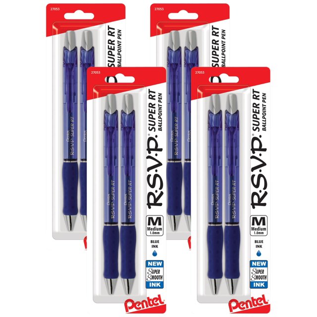 Bolígrafo Pentel RSVP Super RT 1.0mm Tinta Azul Paquete de 2