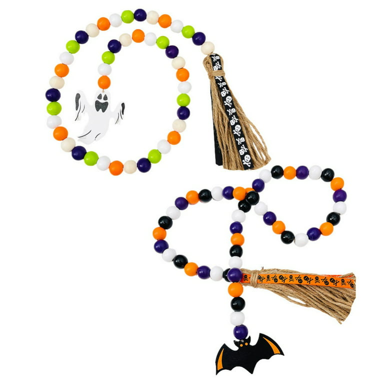 Wood Beads Garland with Tassels 3 PCS Wooden Prayer Bead String