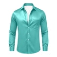 thumbnail image 5 of YOIAVAIOY Men's Collar Button Up Shirts with Pockets Slim Fit Satin Lightweight Tops Fall Casual Outfits Solid Color Spring Everyday Light Blue XXXL, 5 of 6