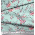 thumbnail image 3 of Soimoi Green Heavy Canvas Fabric Roses & Ranunculus Floral Print Sewing Fabric Yard 58 Inch Wide, 3 of 3