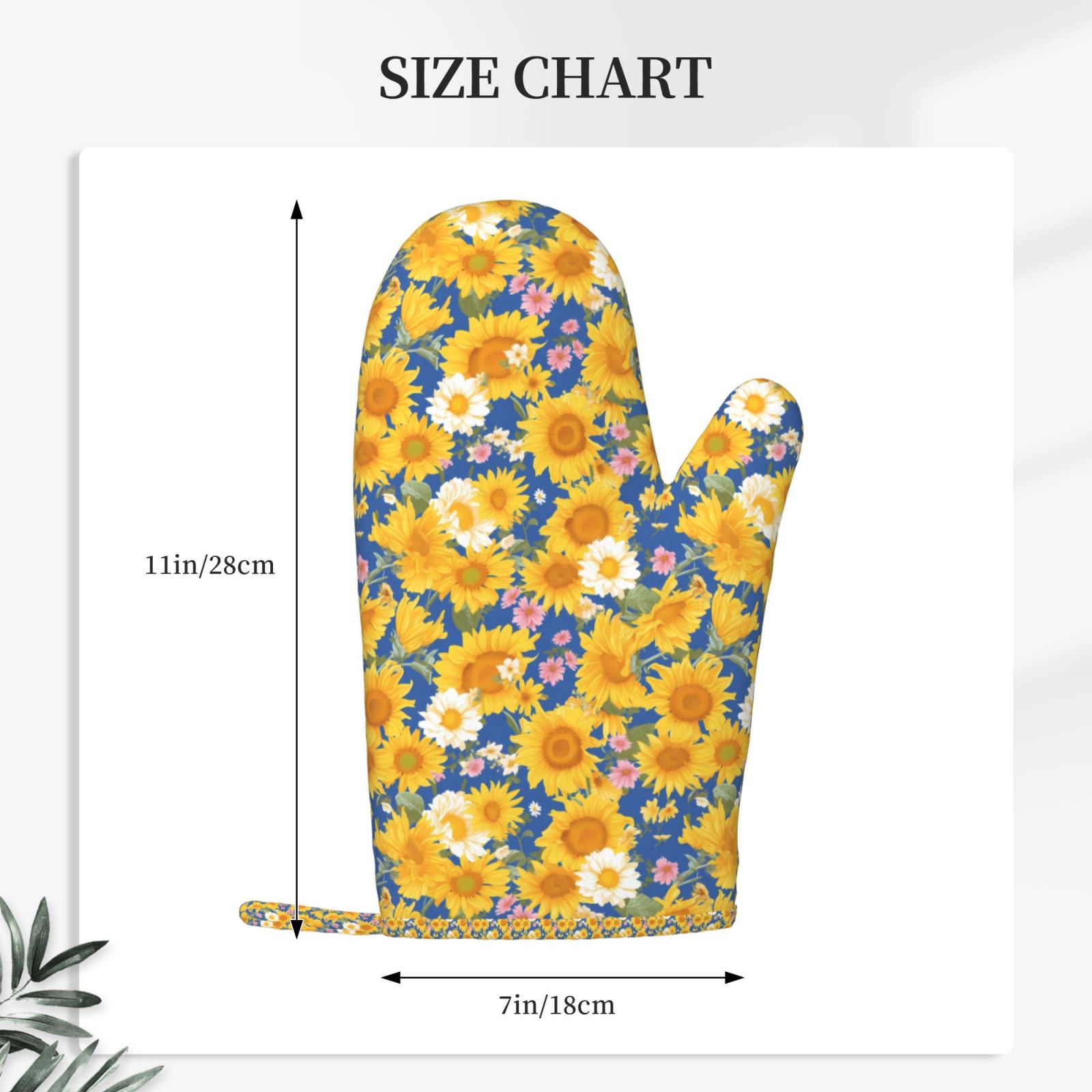 Hirioo Vintage White Yellow Sunflower for Silicone Oven Mitts for BBQ, Baking, Cooking, Set of 2, Heat Resistant 260℃, Non-Slip Kitchen Essentials