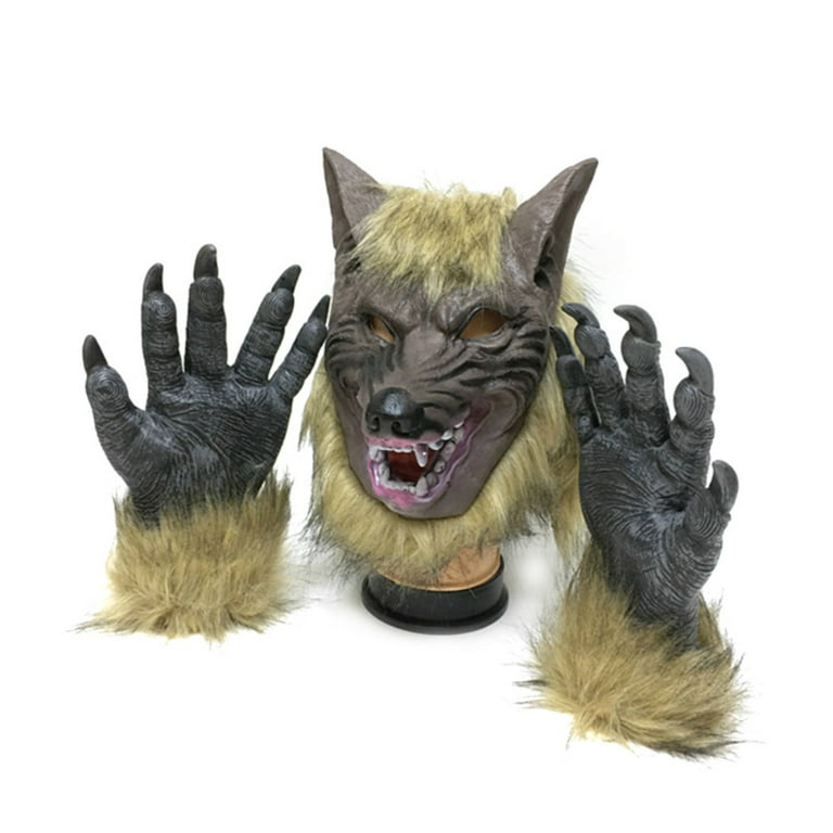 Ferocious Wolf Head Mask for Men Funny Therian Animal Latex Full Face  Mascara Festival Outfit Women Horror Halloween Costume