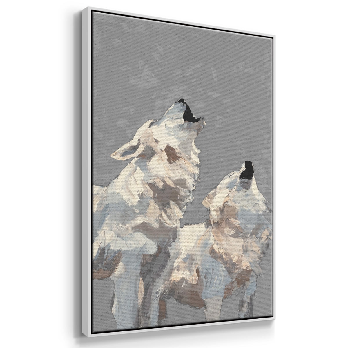 Midnight Wolves Framed Premium Gallery Wrapped Canvas - Ready to Hang - 17 x 25 - White Floating Frame