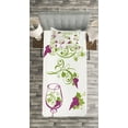 thumbnail image 3 of Ambesonne Wine Quilted Bedspread Set 2 Pcs, Bottle Glass Grapevines, Twin Size, Purple Lime Green White, 3 of 3