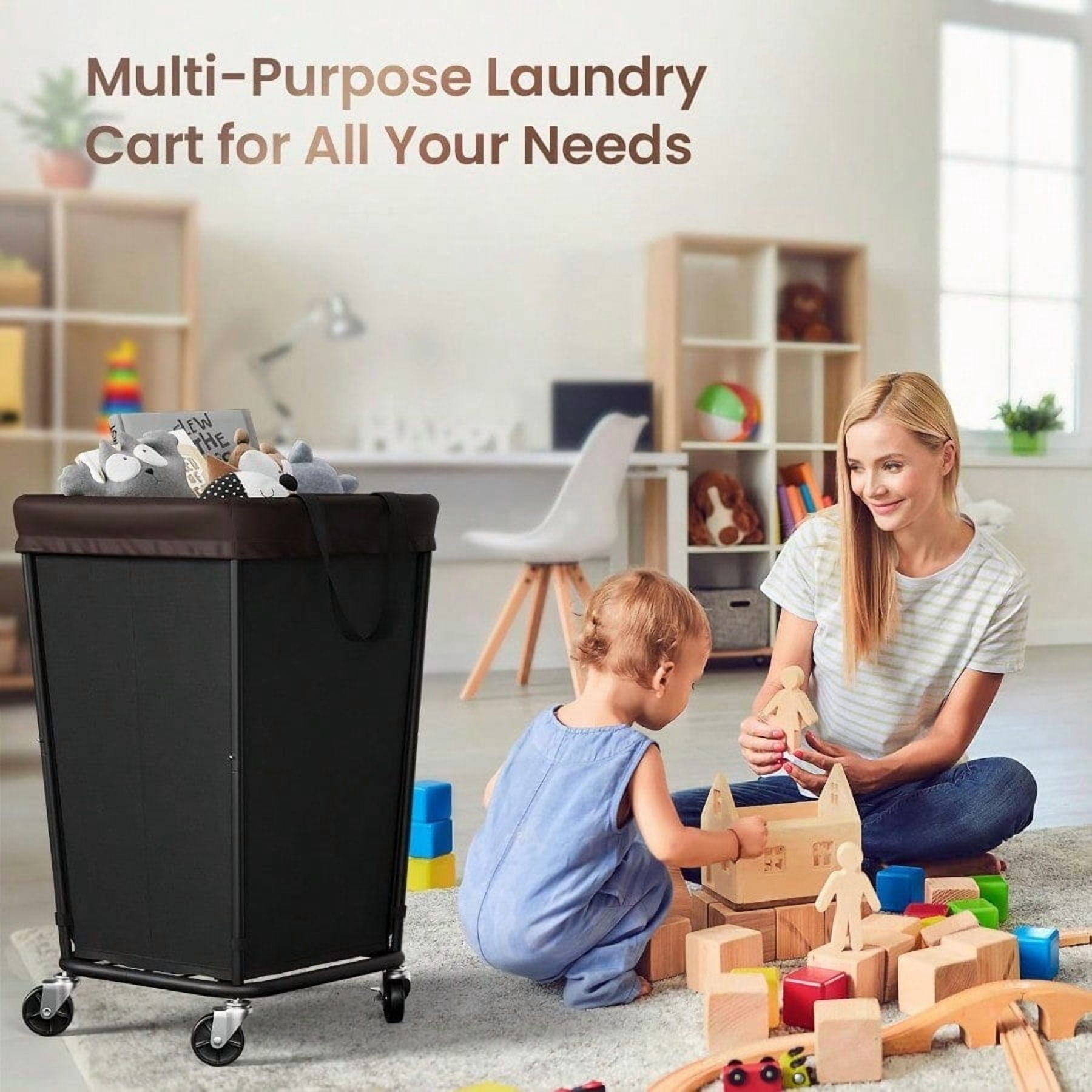 160L Laundry Basket With Wheels 2section Rolling Laundry Basket Large Laundry Hamper With Wheels Rolling Laundry Hamper Clothes Hamper For Home Bathrooms And Dorm Black