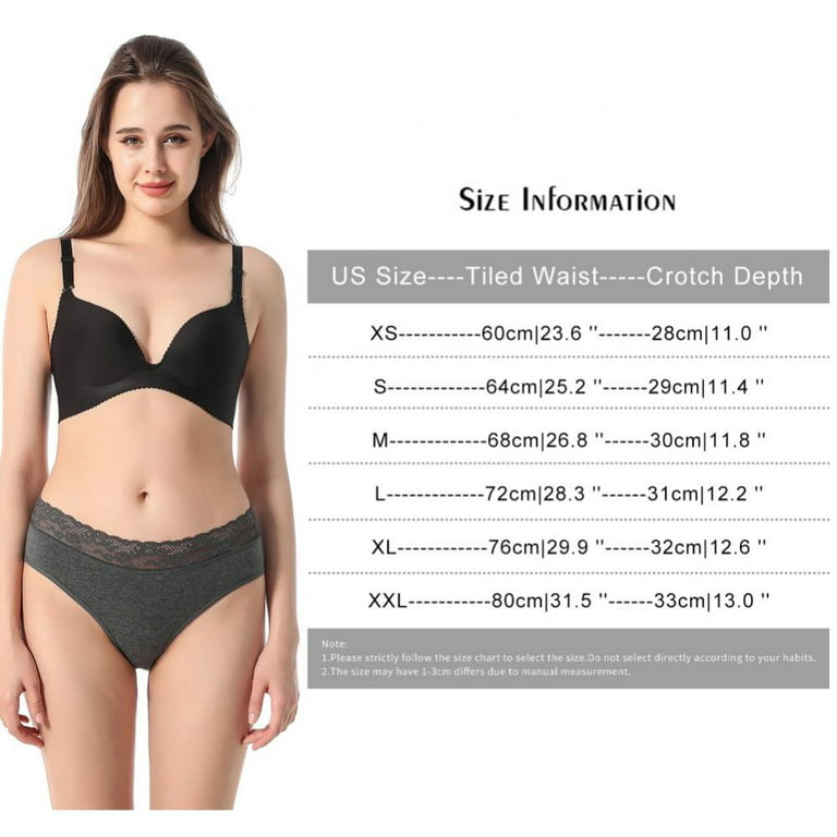 Women's Solid Casual Panties Mid-Rise Cotton Lace Waistband Briefs High  Elastic Soft Breathable Invisible Underwear Briefs XS-XXL(6-Packs)