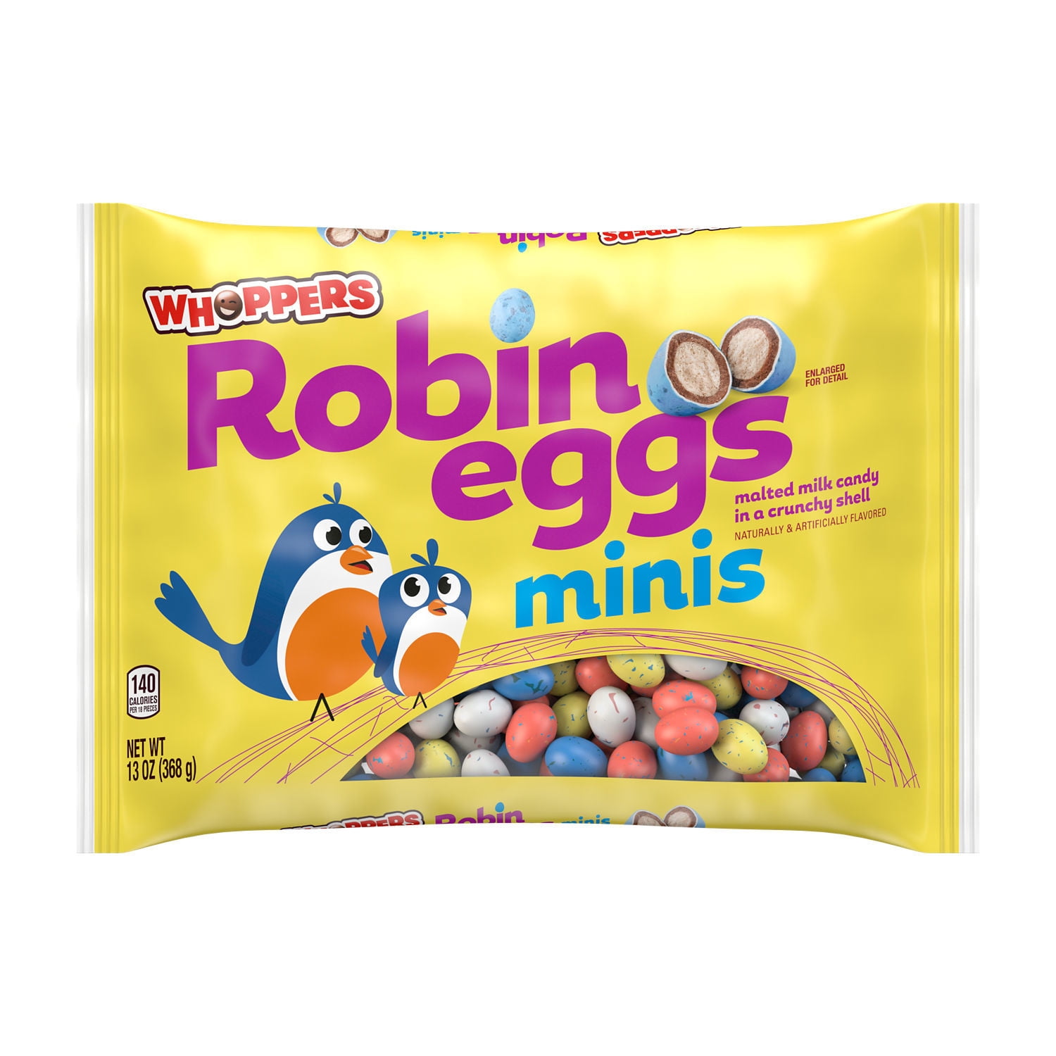 (3 pack) WHOPPERS Robin Eggs Minis Malted Milk Balls, Easter Candy Bag, 13 oz