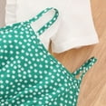 thumbnail image 5 of PatPat Girls Dresses 2pcs Little Girls Dot Sleeveless Dresses Ruffled Short Sleeve Cardigan Outfits Set, Green, 6-7 Years, 5 of 9