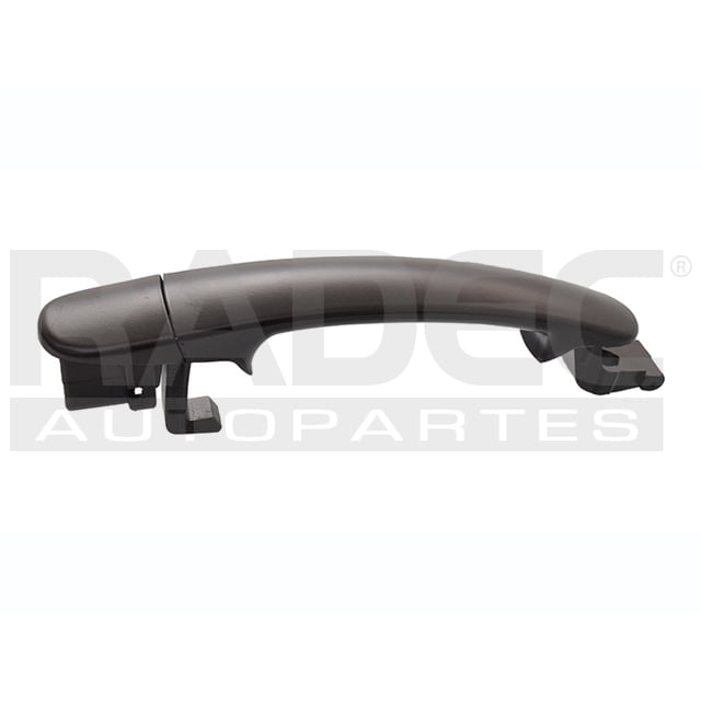 manija puerta exterior jetta 2011 al 2014 volkswagen delantera/trasera izquierdo/derecho hushan manija exterior negra lisa para VW Jetta 2011–2014, vista lateral centrada mostrando silueta curva, pestañas y puntos de montaje para eje delantero o trasero; pieza única compatible lado izquierdo o derecho. Suele usarse también para reemplazo puntual en restauraciones interiores.