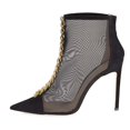 thumbnail image 4 of XYD Women Chic Pointy Close Toe Ankle Boots Golden Chain Mesh Stiletto High Heel Back Zip Bootie Dressy Shoes Size 6.5 Black, 4 of 4