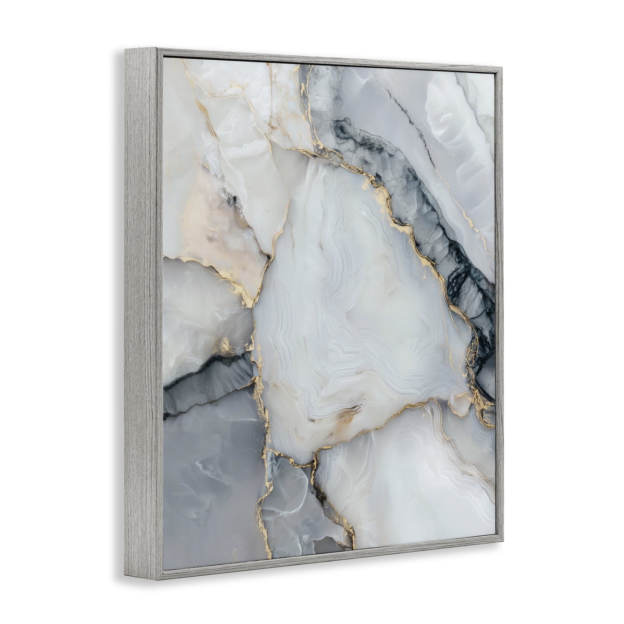 Stupell Industries Luxe Stone Geode Gray Framed Giclee Art, design by Svetlana Aleynikova
