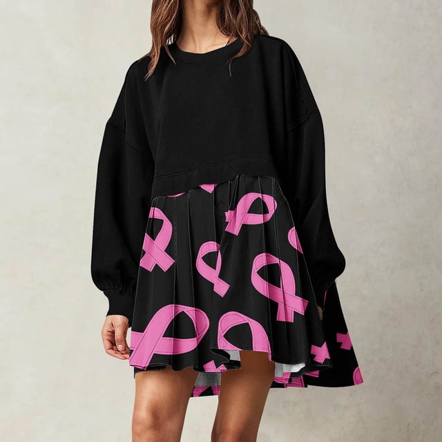 DecSea Robes à Manches Longues pour Femmes Décontractées Amples Col Rond Tuinc Tops Robe Basique avec Poches Latérales
