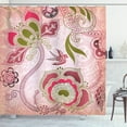 thumbnail image 1 of Ambesonne Ethnic Shower Curtain, Swirl Leaf Lines Bohem, 69"Wx84"L, Olive Green Dried Rose, 1 of 3