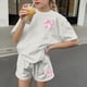 thumbnail image 5 of Vestido de Verano con Mangas Mangas Cortas Y Pantalones Cortos Set de Dos Piezas para Niños Lindo Verano Ocio Cuello Redondo, 5 of 6