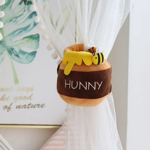 Disney-cortina de felpa de Winnie The Pooh Honey Pot para niños, juguete Kawaii de dibujos animados para sala de estar, decoración de Tether, artículos para el hogar, regalo