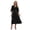 Black, variant on Womens Boho Midi Dress Solid V Neck 3/4 Sleeve Lace Insert Crochet Dress Beach Vacation Dress