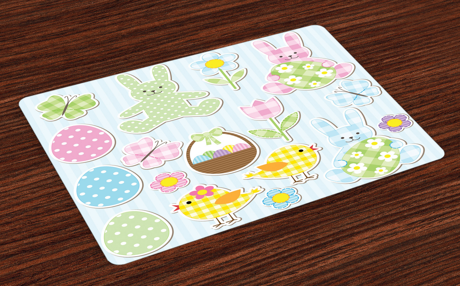 Easter Placemats Set of 4 Nursery Theme Bunnies and Chicks with Giant
