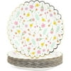 48 Pack Floral Paper Plates, Gold Foil Scalloped Flower Party Supplies for Tea Party & Birthday, 9 in
