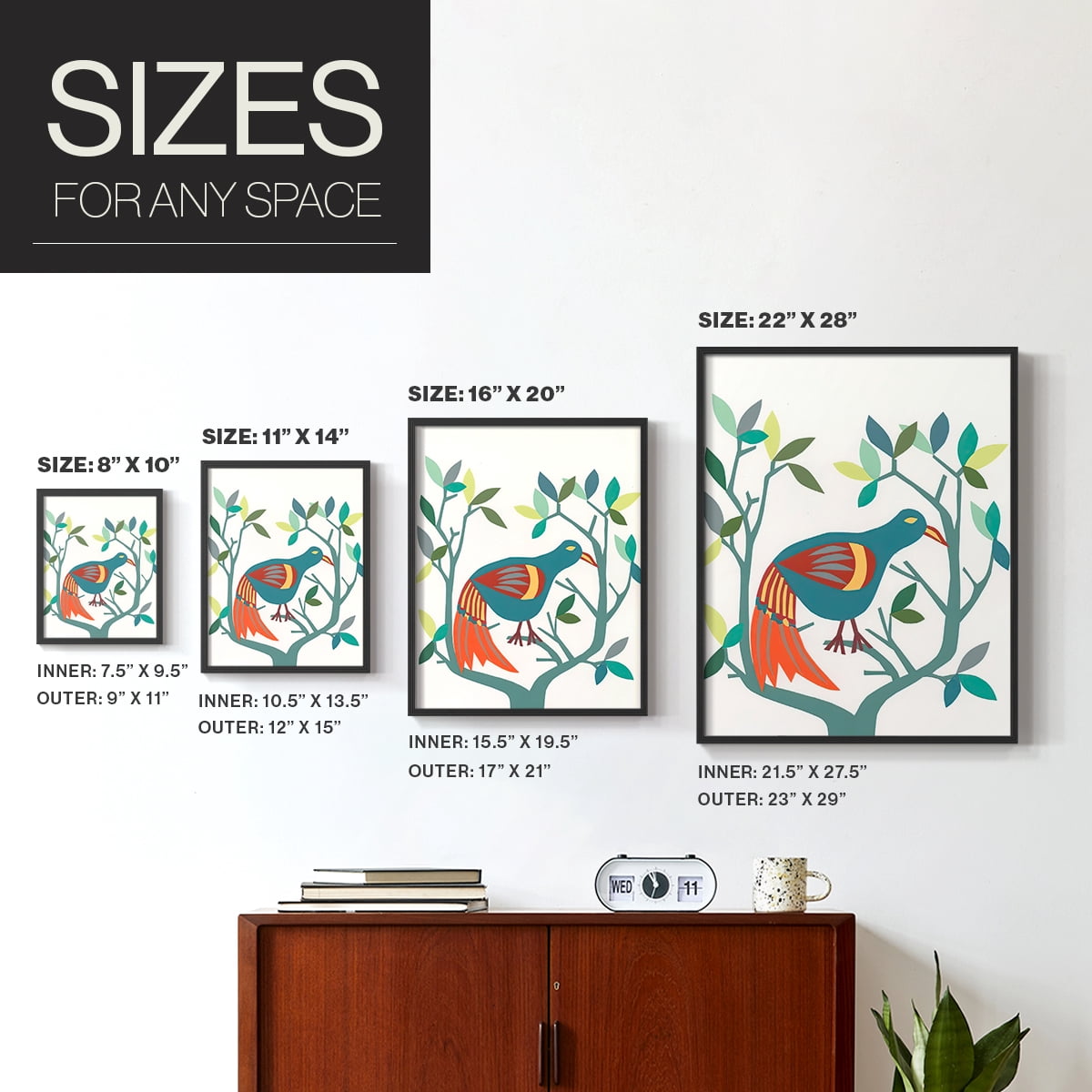 Whitty Bird II Framed Print in Black Solid Wood 22 x 28 Framed Print