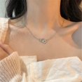 thumbnail image 5 of CILENON Gemstone Necklace Women Double Heart Love Simple Fashion Female Collar Chain Valentine'S Day Gift (Silver,One Size), 5 of 5