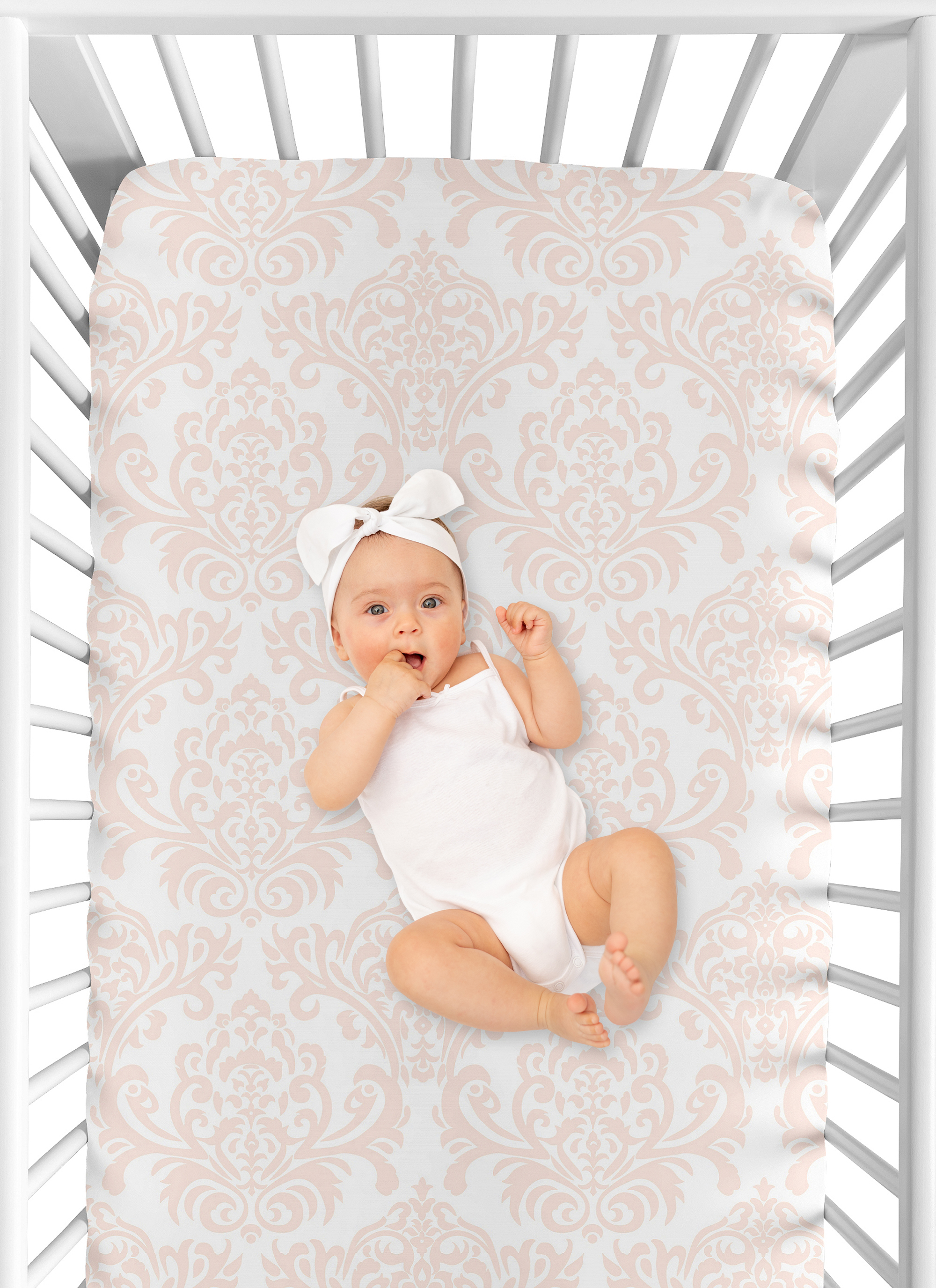 Sweet Jojo Designs Amelia Pink and White Fitted Crib Sheet