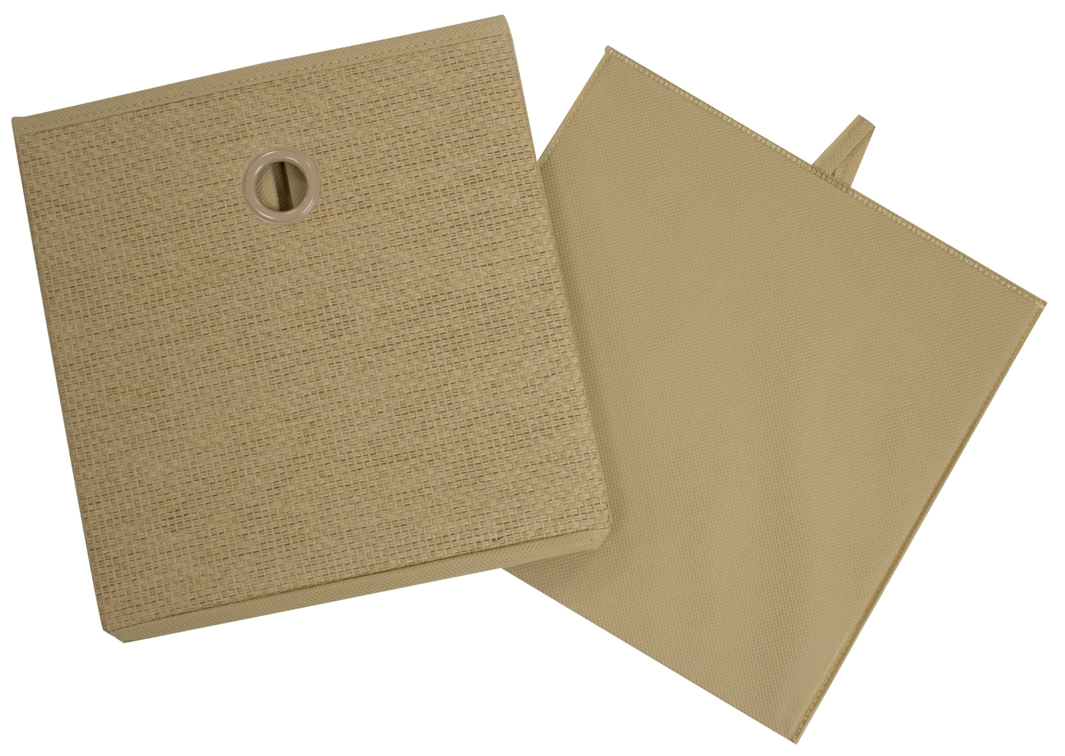 (2 pack) Mainstays Collapsible Fabric Cube Storage Bin, Natural Woven