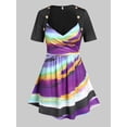 thumbnail image 1 of Camiseta Tipo Túnica a Rayas Tie Dye Tamaño Plus Rosegal Camisetas tallas grandes, 1 of 5