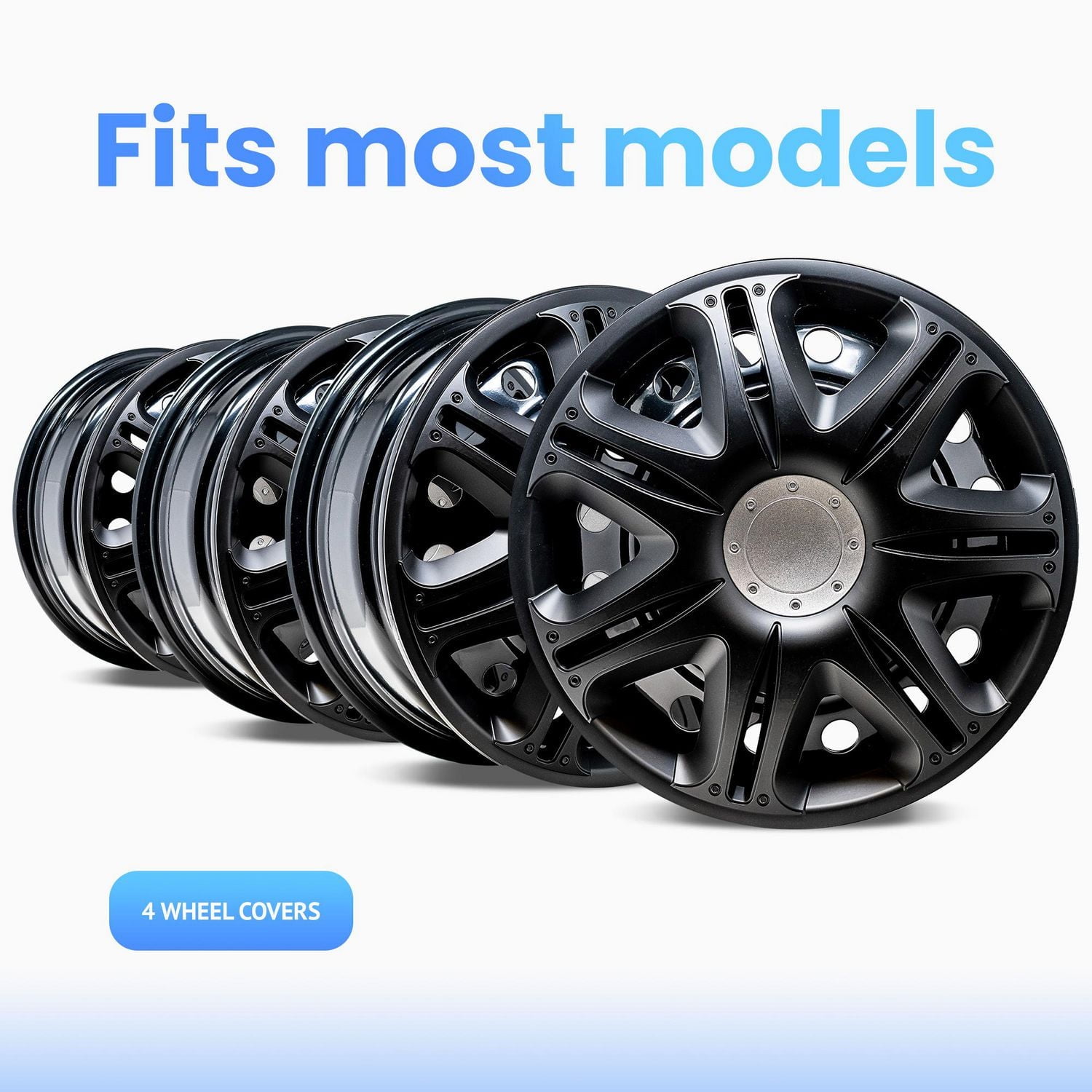 16" Velociti Wheel Covers, Black, set of 4