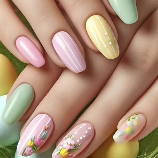 Press on Nail Ballerinas Coffin Fake Nail French Full Cover Acrylic False Nail Design Fake Nail for Women and Girls