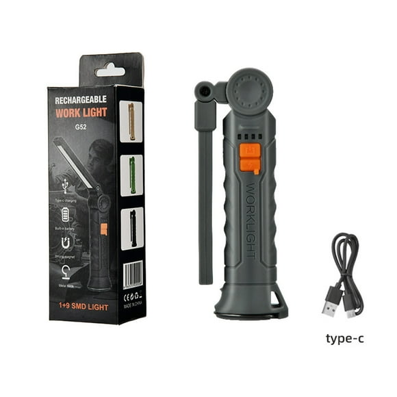 BAOPAI Waterproof Magnetic LED Work Light with USB Rechargeable 360° Rotatable for Automotive Repair and Camping Emergency Use