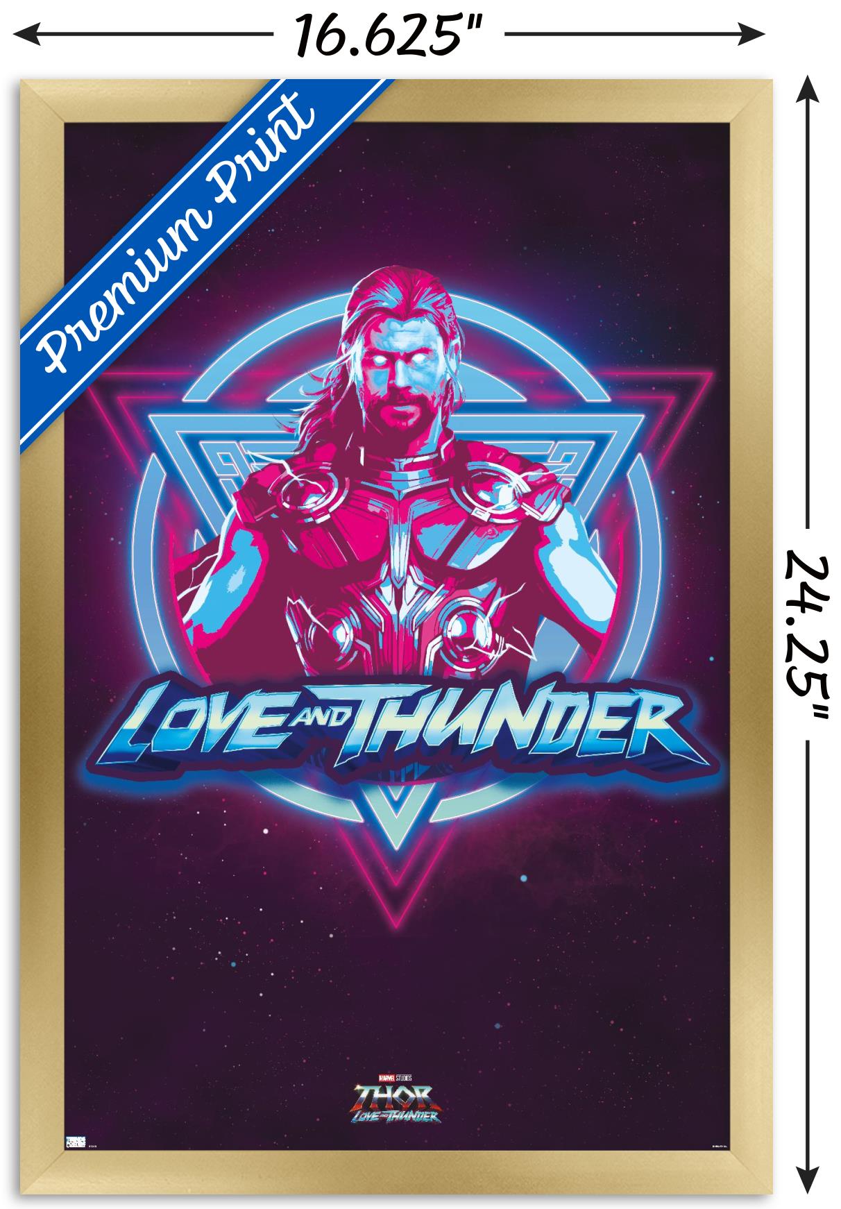 Marvel Thor: Love and Thunder - Vaporwave Wall Poster, 14.725" x 22.375" Framed