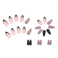 thumbnail image 3 of ZHAOCHENG 24 uñas postizas con patrón de leopardo esmerilado, diseños franceses en negro y dorado, hermosas uñas postizas de leopardo con mini pegamento para uñas, uñas con pegamento de almendras para, 3 of 5