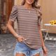 thumbnail image 2 of Tops de Manga Corta para las Mujeres Suelto Ajuste Impreso Cuello Redondo Camiseta Suelta Superior, Poliéster Verano Primavera, 2 of 5