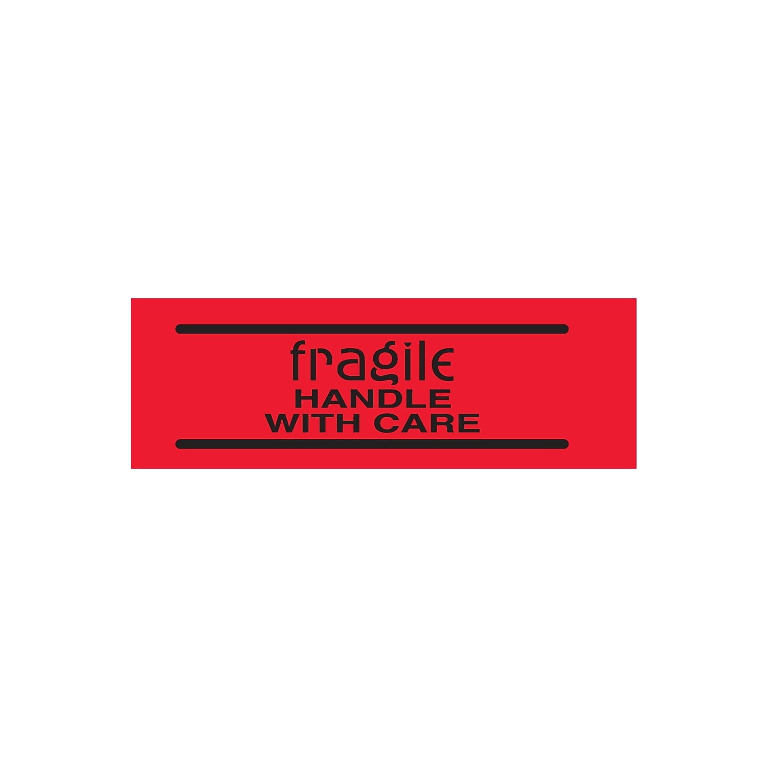 Tape Logic Labels 'Fragile Handle With Care' 2' x 3' Fluorescent Red 500/Roll DL3601