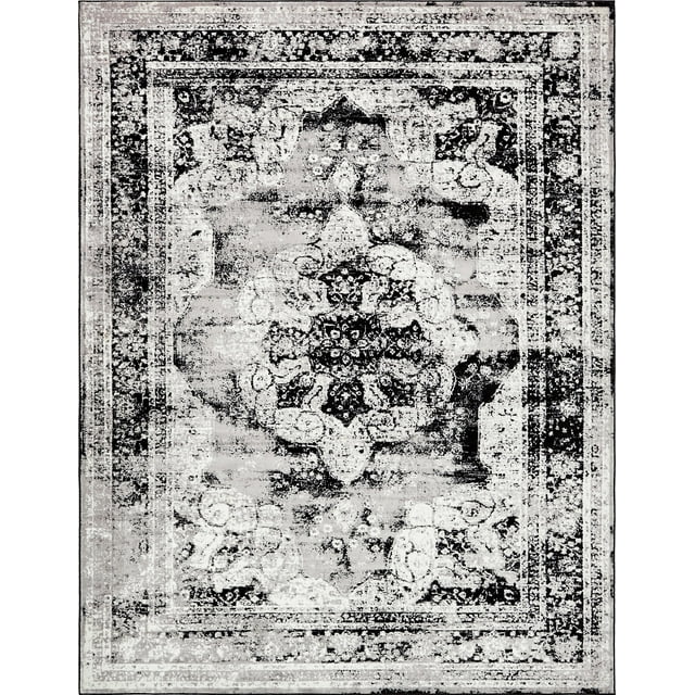 Unique Loom Sofia Collection Area Traditional Vintage Rug, French Inspired Perfect for All Home Décor, 9' 0 x 12' 0 Rectangular, Black/Gray