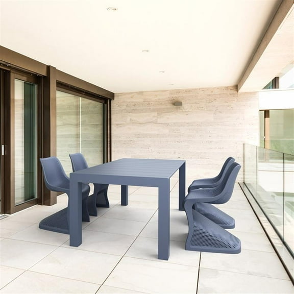 Compamia Bloom 5 Piece Extendable Patio Dining Set in Dark Gray