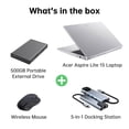 thumbnail image 2 of Acer Aspire Lite 15 Laptop, 15.6" FHD IPS Display, Intel Core 3 N350 up to 3.9GHz, 16GB RAM, 1TB SSD + 500GB External Hard Drive, Numeric Keypad, Copilot AI, Mouse & Hub Included, Win 11 Home, 2 of 8