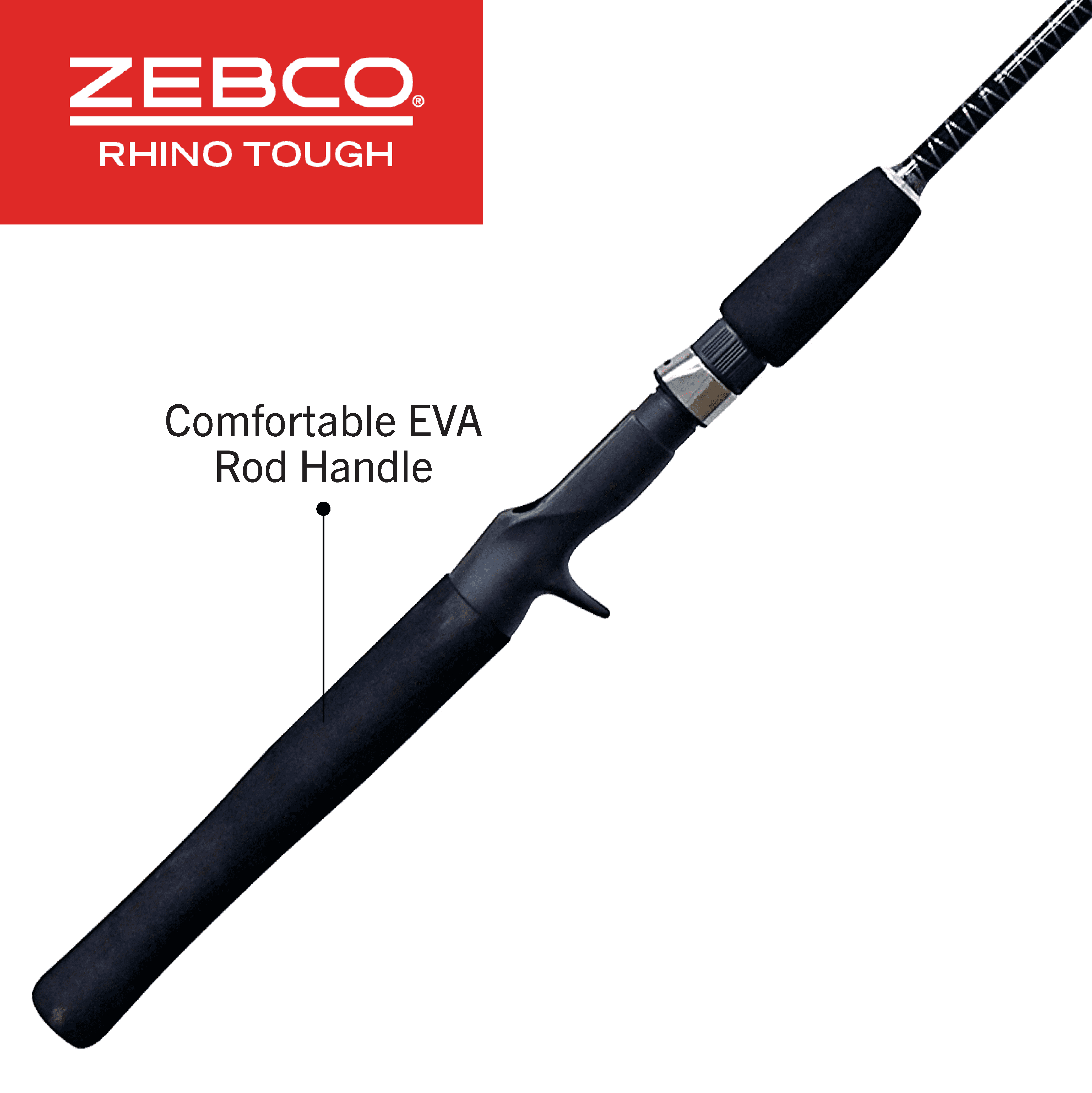 Zebco Rhino Tough Cross-Weave Glowtip Casting Fishing Rod, 6-Foot 6-in 1-Piece  Rod 