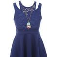 thumbnail image 3 of Little Girls Sleeveless Floral Lace Cut Out Shoulder Holiday Party Flower Girl Dress Royal 6 (J21KS14), 3 of 3