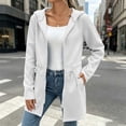 thumbnail image 2 of Womens Zip up Long Hoodie - Lightweight Soft Fleece Front Zipper Hooded Jackets with Side Pockets Tie Waist Loose Casual Long Sleeve Winter Coats White XXL, 2 of 7