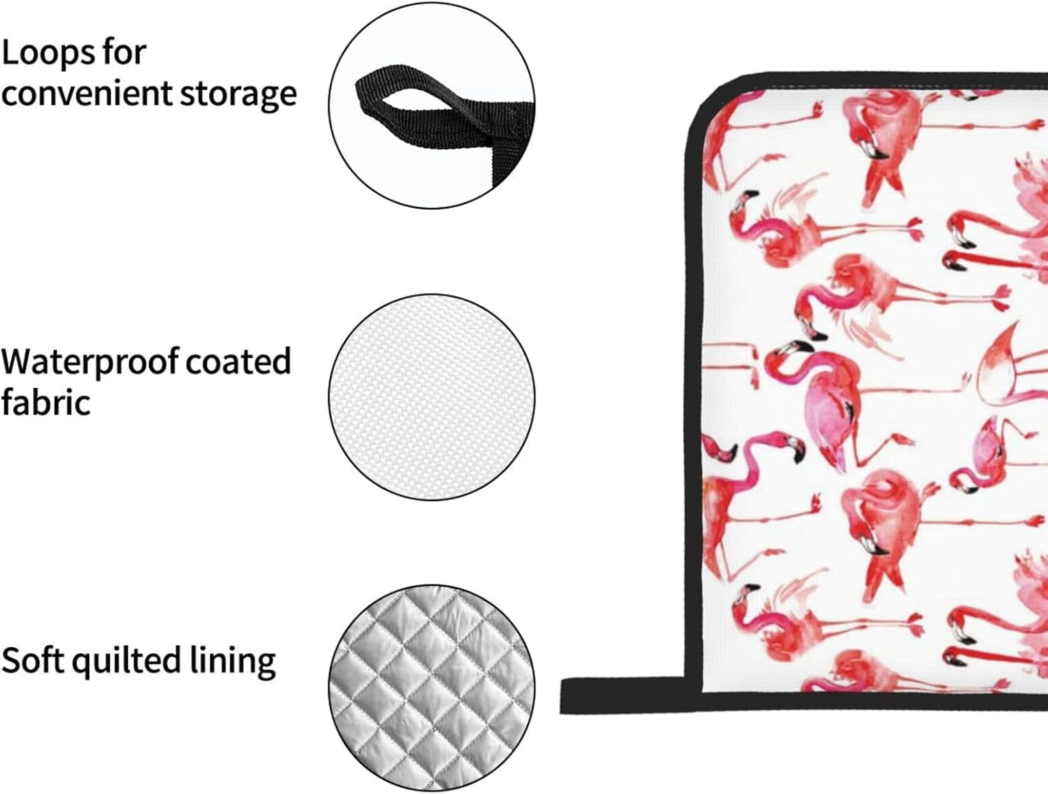 Flamingos Oven Mitts and Pot Holders Sets for Kitchen 4 Pcs 7"X11" Heat Resistant Baking Cooking