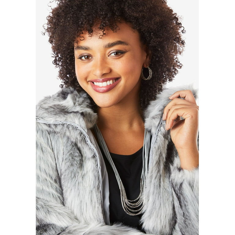 Roaman's Women's Plus Size Short Faux-Fur Coat Coat 